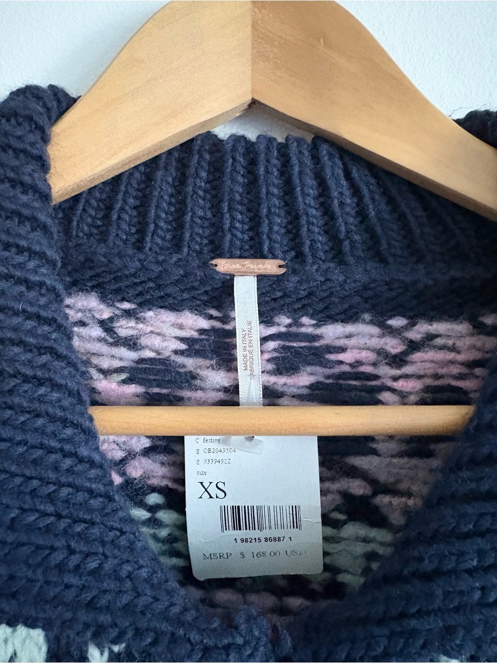 Free People Snowdrift Fairisle Knit Collar Cardigan NEW - Picture 8 of 8